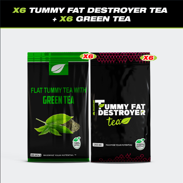 X6 Tummy Fat Destroyer Tea + X6 Green Tea